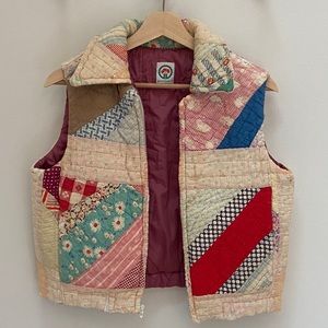 Vintage Patchwork Short Insulated Vest